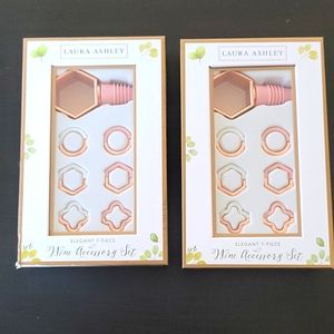 NWT Laura Ashley Set of Two (2) Wine Accessory Sets in Rose Gold, White and Pink